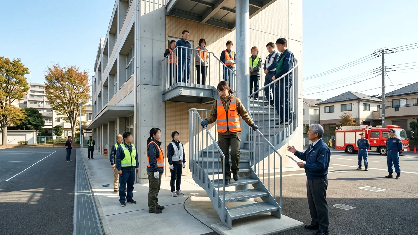 Giáo viên Nhật Bản tập huấn thang thoát hiểm sau sự cố hỏa hoạn trường học